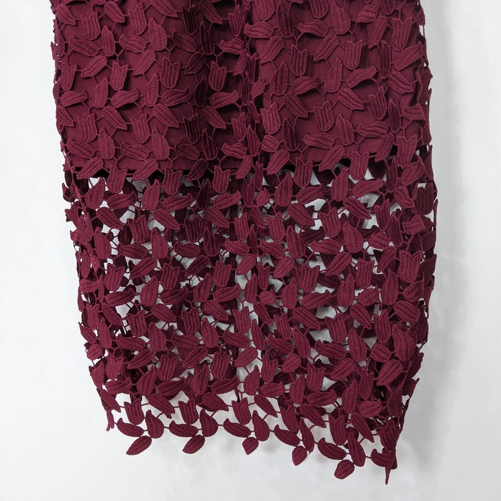 Bardot Gemma Halter Lace Sheath Dress In Burgundy Wine Red - Picture 7 of 12